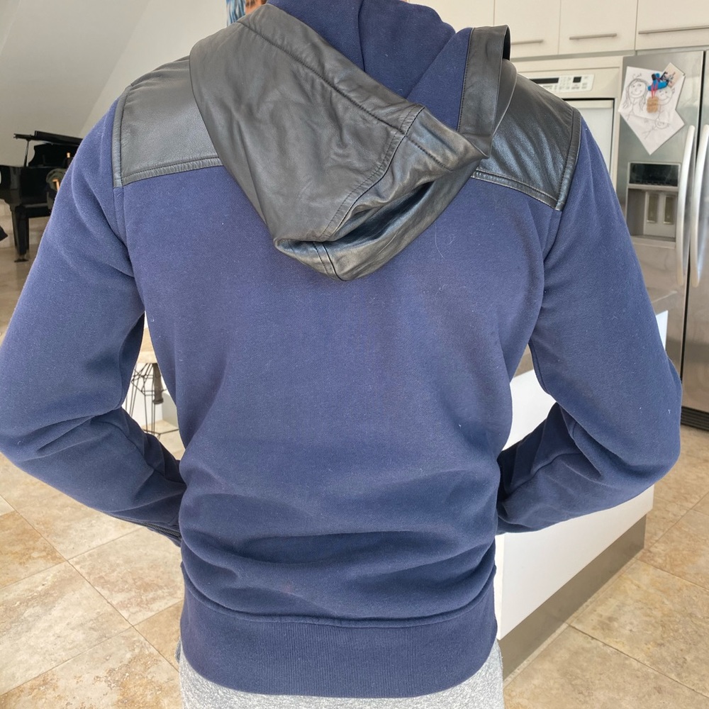 Navy blue + leather hoodie! Marc by Marc Jacobs!